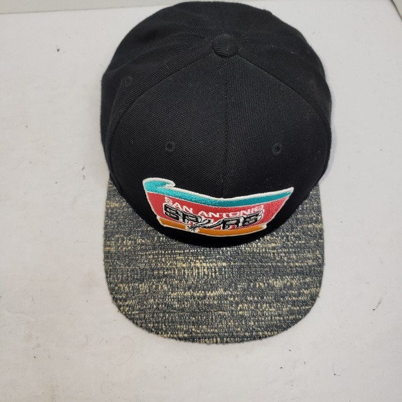 San Antonio Spurs Snapback Hat Black Blue Hardwood Classic Mitchell & Ness NBA - Picture 7 of 16
